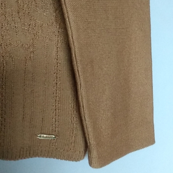 ST JOHN Design Knit Sweater Top V-Neck Burnt Out Nature Theme Rust  Size Small - Picture 3 of 8